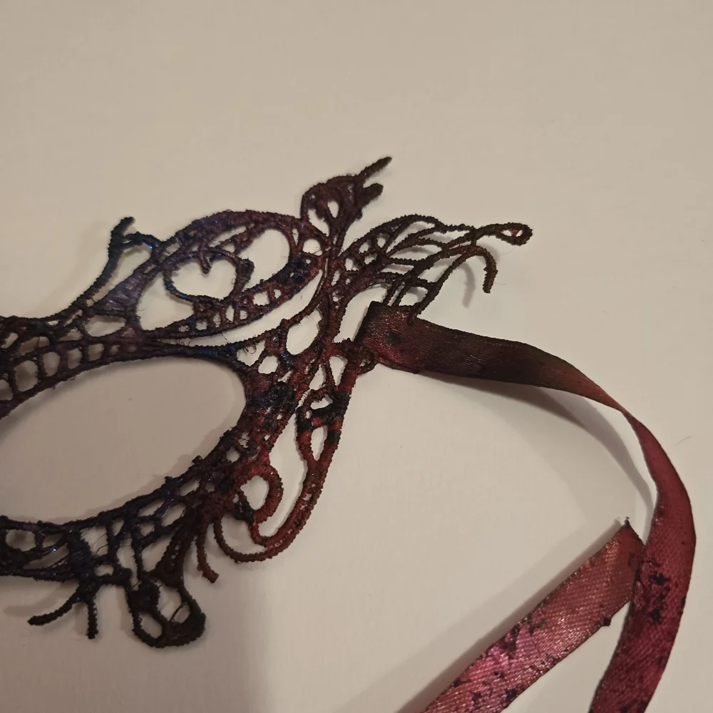 HANDCRAFTED Upcycled Lace Eye Mask HANDPAINTED Festival Mask Comic Con Sexy Play